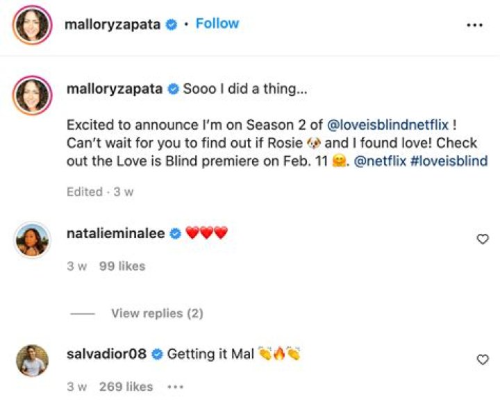 Instagram proves Sal and Mallory from Love is Blind are on good terms